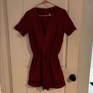 Red Short Sleeve Romper
